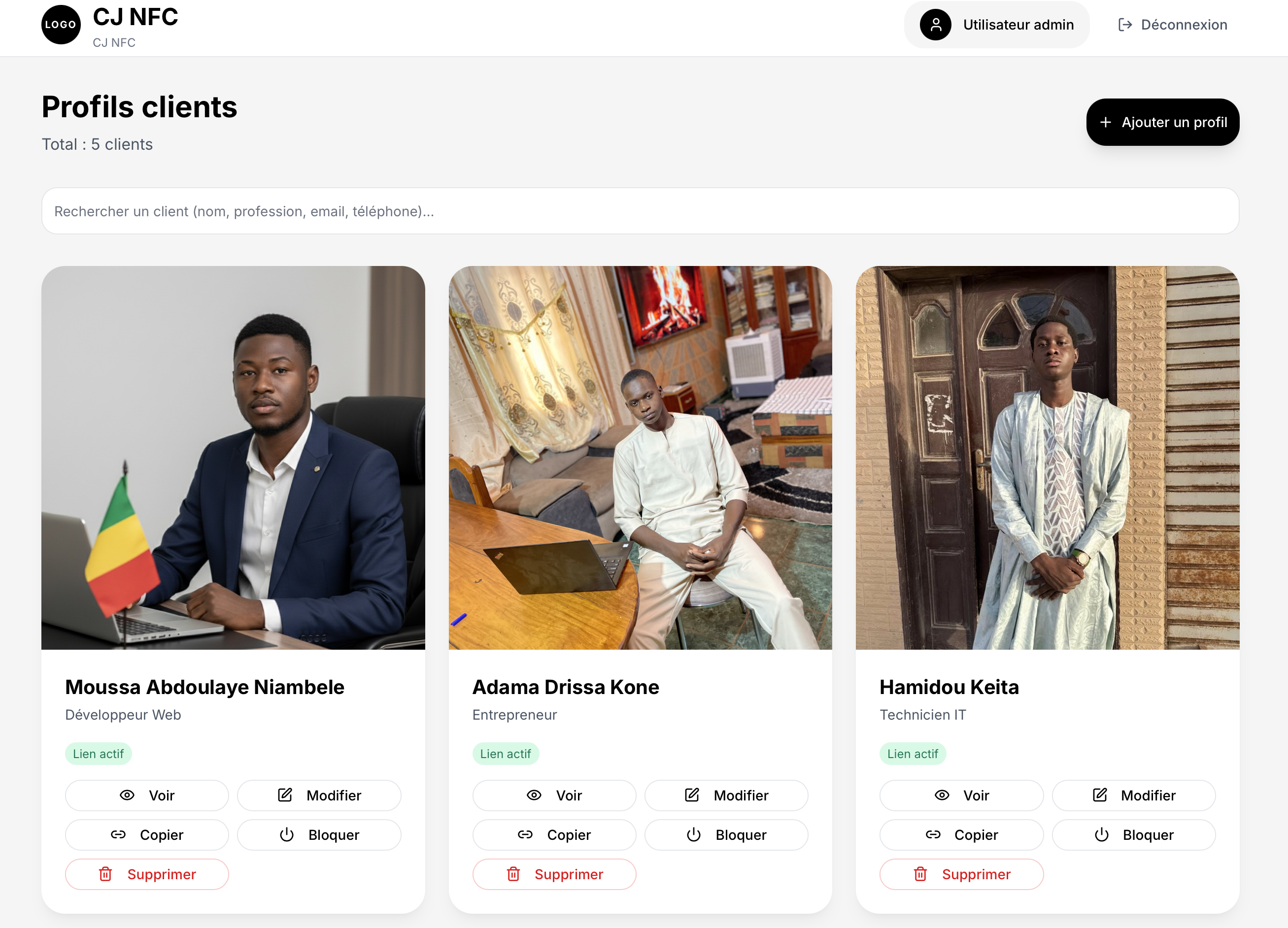 Cartes de visite digitales NFC